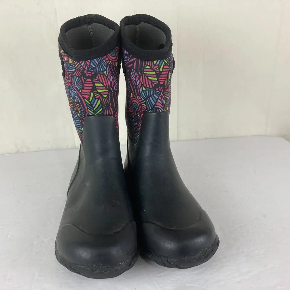 BOGS‎ Girls Sz 4 Insulated Waterproof Snow / Rain Winter Boots Floral Pull On